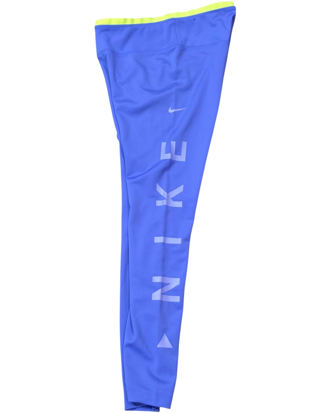 Nike Dri-FIT Blue Leggings Neon Waistband Size S